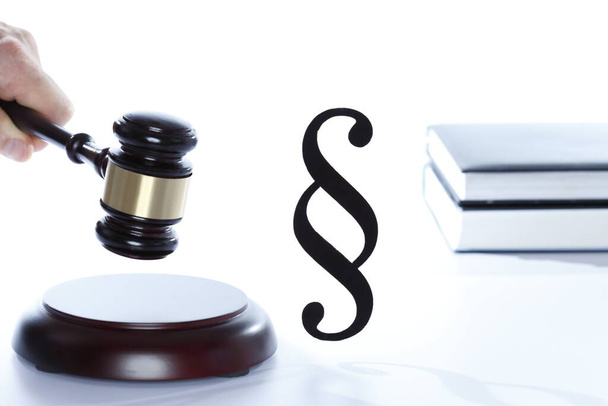 judge gavel and scales on white background - Photo, image