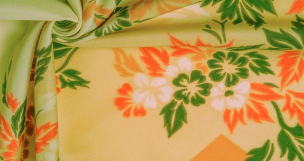 texture, background, pattern, delicate  silk with floral print Exceptionally lightweight pure silk fabric with a delicate texture. Clean, use lining when opacity is desired. - Photo, Image