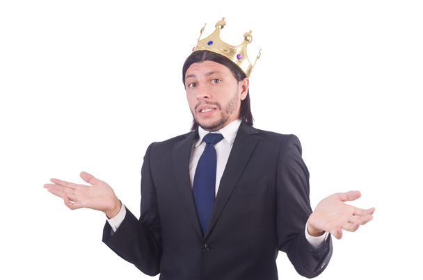 Homme d'affaires avec couronne isolé sur blanc - Photo, image