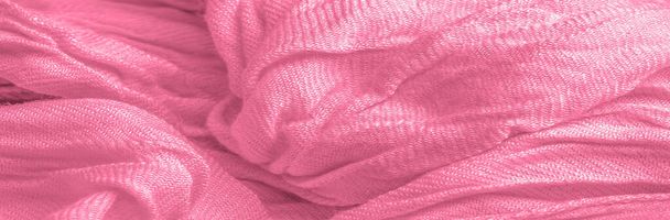 texture, background, pattern, postcard, silk fabric, pink color, orchid, artificially wrinkled fabric, wrinkled texture, abstract illustration - Foto, imagen