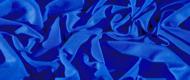 Textura, zázemí, hedvábná tkanina, modrý dámský šál Vhodné pro vaše projekty, design tapetových karet - Fotografie, Obrázek