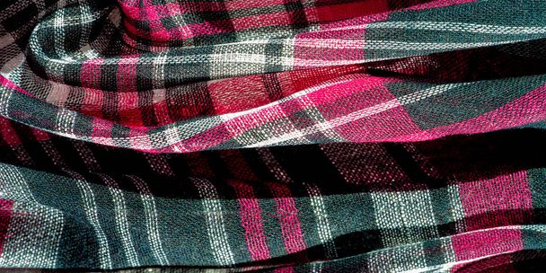Texture, background, pattern, Scottish culotte fabric, Black red white checkered, - Photo, Image