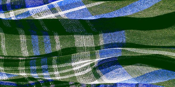 Textura, fondo, patrón, tela a cuadros escocesa, colores blancos verdes azules, - Foto, imagen