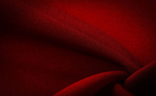 Texture, background, pattern, red satin is a weave that usually has a glossy surface and a dull back, Satin weave is characterized by four or more filler or weft threads, - Photo, Image