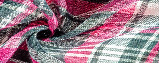 Textura, fundo, padrão, tecido culotte escocês, Preto vermelho branco xadrez, - Foto, Imagem