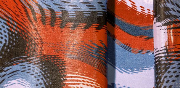 La textura del fondo de tela de seda es una ilustración abstracta, este estampado esquelético es perfecto para sus proyectos, diseño y acentos de su creatividad. Los colores incluyen azul negro púrpura beige - Foto, imagen