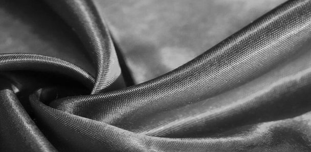 Tekstuuri, tausta, kuvio, silkkikangas mustana. Tämä ihana, pehmeä ja kiiltävä kangas on sileä minkki pinta, täydellinen luoda hankkeita. - Valokuva, kuva