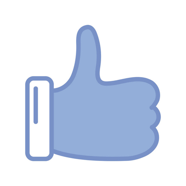 hand with thumb up icon, blue outline style - Vektor, obrázek