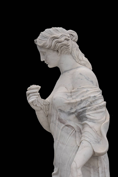 Marble statue of an ancient Greek goddess isolated on black background - Foto, Imagem