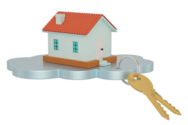3d rendu de clé de maison dorée isolé sur fond blanc. Concept immobilier. Illustration 3D
. - Photo, image