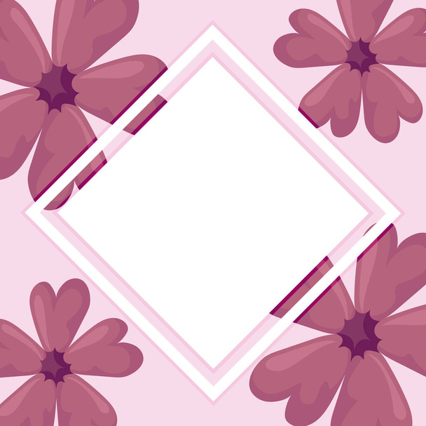 decorative frame over floral background with pink flowers - Vector, Image