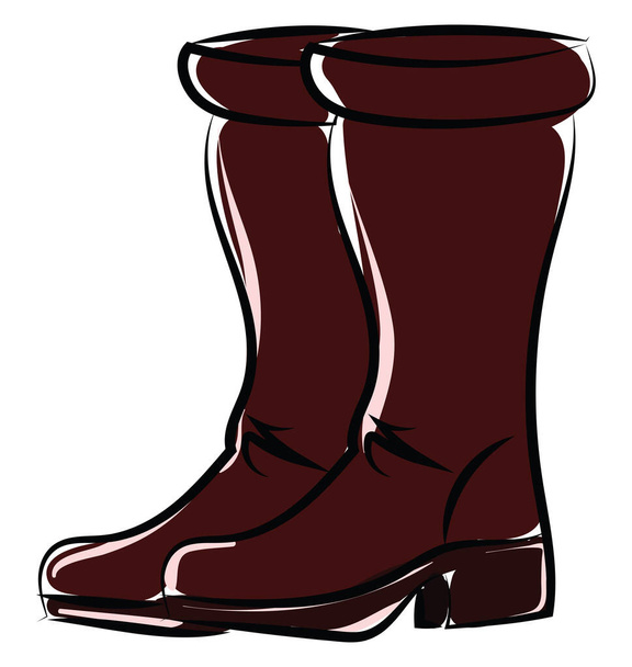Big brown boots, illustration, vector on white background. - Vector, Image