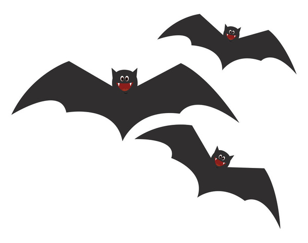 Murciélagos sonrientes, ilustración, vector sobre fondo blanco
. - Vector, imagen