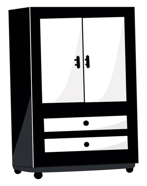 Black wardrobe, illustration, vector on white background. - Vector, Image