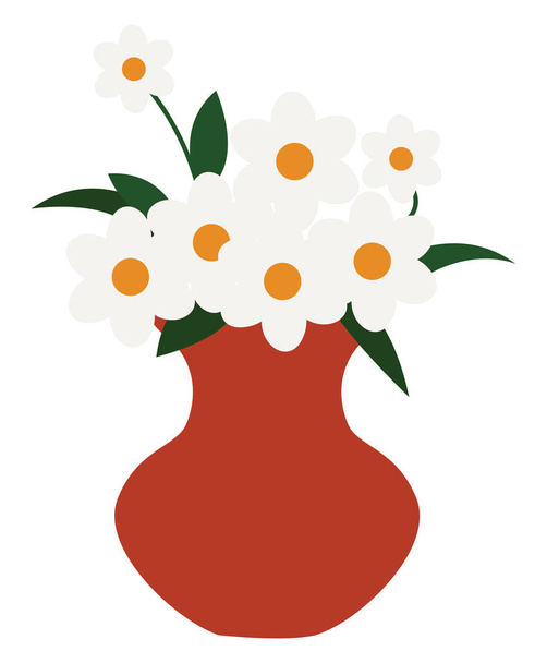 Vase rouge avec fleurs, illustration, vecteur sur fond blanc
. - Vecteur, image