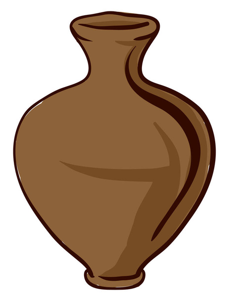 Brown fat vase, illustration, vector on white background. - Vecteur, image