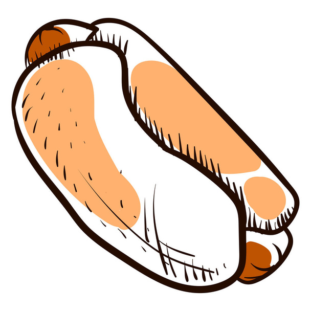 Hotdog-Zeichnung, Illustration, Vektor auf weißem Hintergrund. - Vektor, Bild
