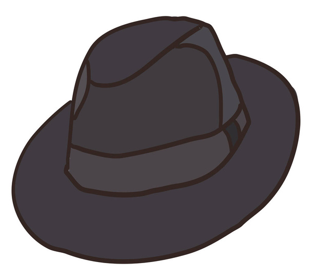Black hat, illustration, vector on white background. - Vector, Image