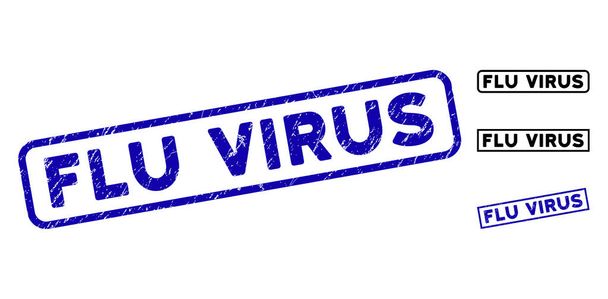 Scratched Flu Virus Rectangle Stamps - Vektori, kuva