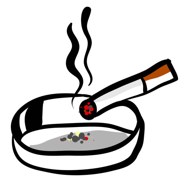 Τσιγάρο στο τασάκι, εικονογράφηση, διάνυσμα σε λευκό φόντο. - Διάνυσμα, εικόνα