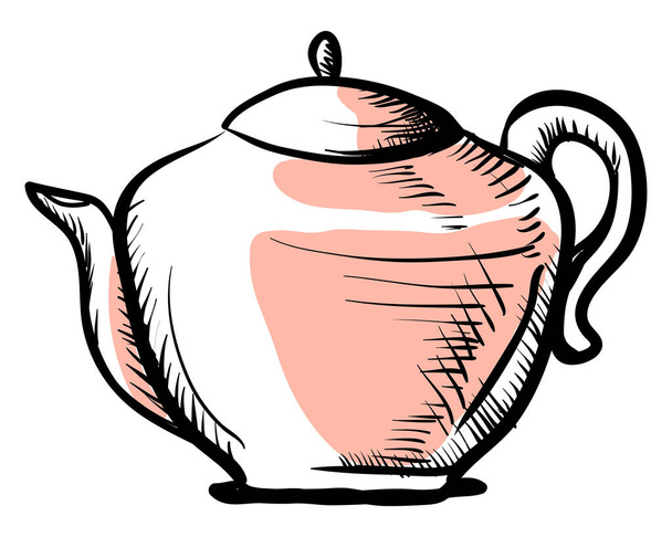 Ροζ τσάι κατσαρόλα, εικονογράφηση, διάνυσμα σε λευκό φόντο. - Διάνυσμα, εικόνα