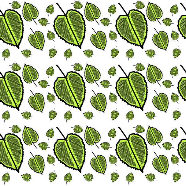 Muster grüner Blätter, Illustration, Vektor auf weißem Hintergrund. - Vektor, Bild