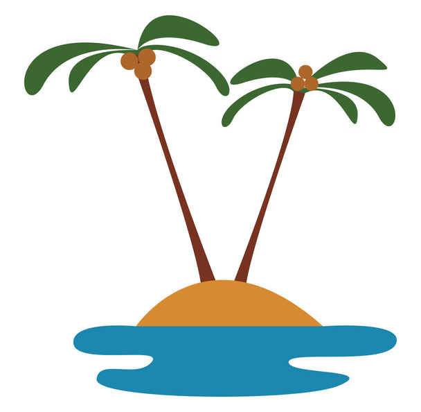 Two palms trees, illustration, vector on white background. - Vector, Image