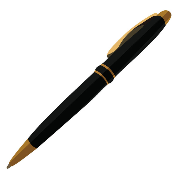 Black pen, illustration, vector on white background. - Vettoriali, immagini