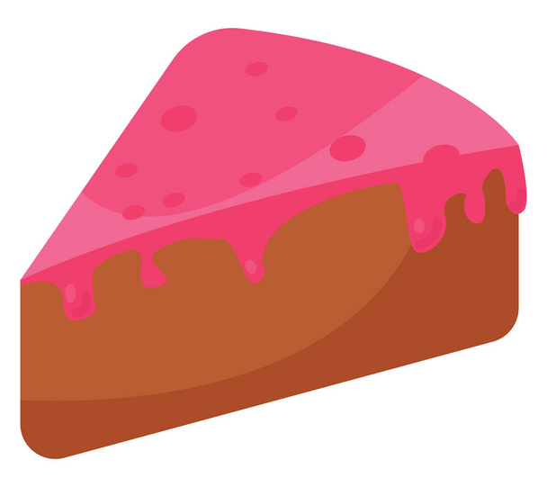 Pink cake, illustration, vector on white background. - Вектор,изображение