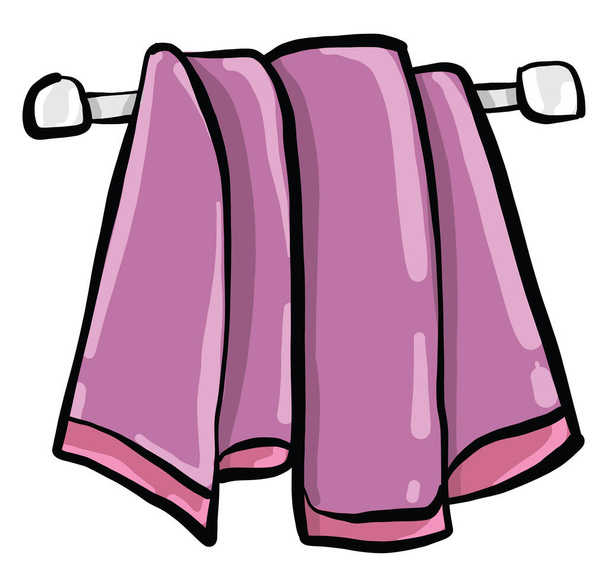 Pink towel, illustration, vector on white background. - Vector, Image