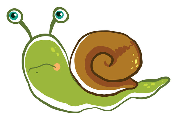 Sad snail, illustration, vector on white background. - Vector, Image