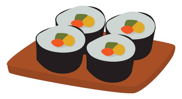 Sushi-Essen, Illustration, Vektor auf weißem Hintergrund. - Vektor, Bild