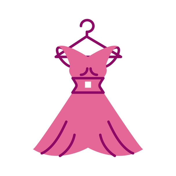 Kleid der Frau, halbe Linie und Farbe Stil-Ikone - Vektor, Bild
