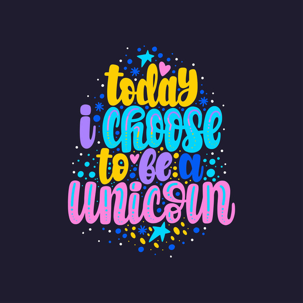 Illustration of Unicorn theme. Vector lettering. Design for cards, clothes and other - Vetor, Imagem