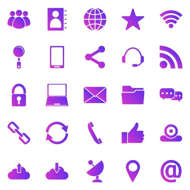 Communication gradient icons on white background, stock vector - Vetor, Imagem