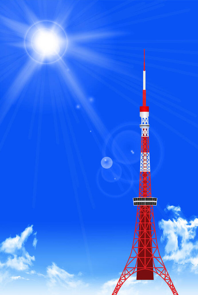 Tokyo Tower Japan Landscape Background - Vector, Image