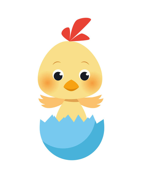 cute little chick in egg shell painted easter character - Vector, Image