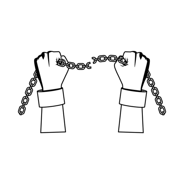 χέρι σκλάβου με εικονίδιο αλυσίδας - Διάνυσμα, εικόνα