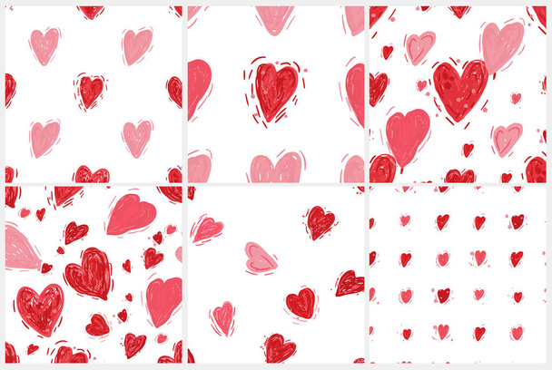 Seamless pattern set with hearts. Valentines day background - Vector, Image