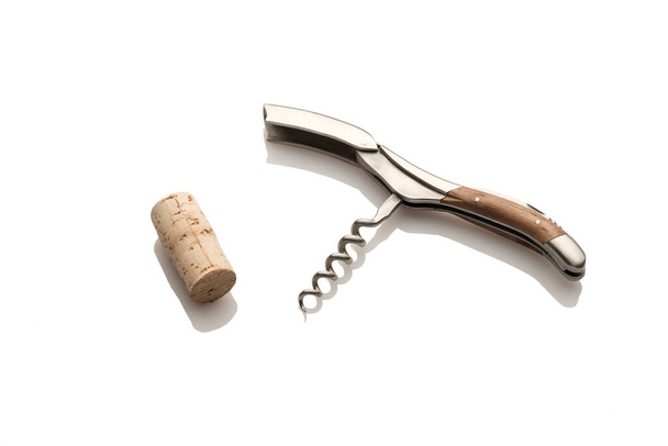 Waiter knife with corkscrew and cork white exempted - Фото, изображение