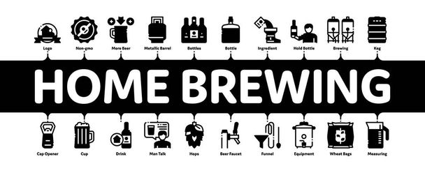 Home Brewing Beer Minimal Infographic Banner Vector - Vector, afbeelding