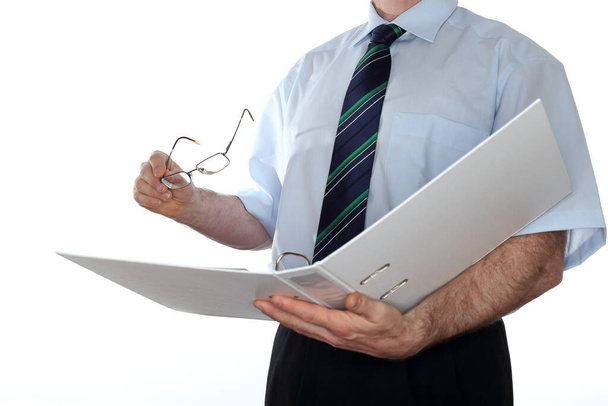 Accountant reads in documents - Фото, зображення