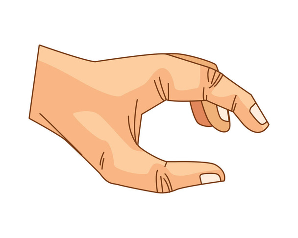 Hand aanraken iets cartoon geïsoleerd - Vector, afbeelding