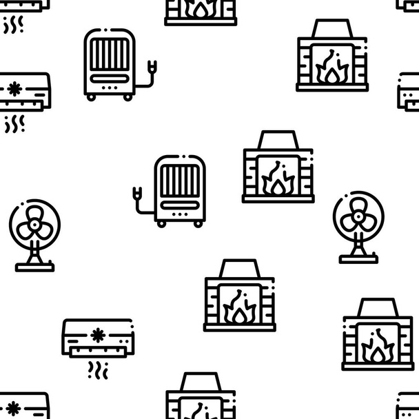 Heating And Cooling Seamless Pattern Vector - Vector, Image