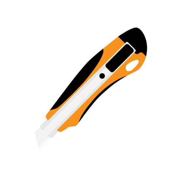 Orange office stationery knife isolated on white background - Vector, Image