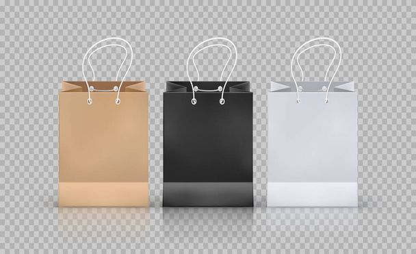 set of realistic shopping bag, vector illustration - Vector, Image