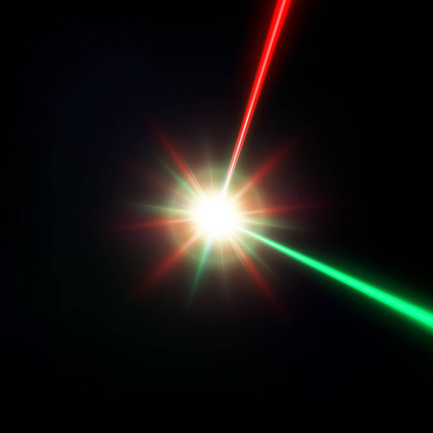 赤と緑のレーザービームベクトル図 - ベクター画像