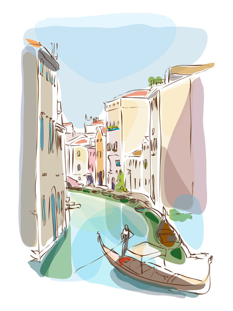 Венецианское лето с гондольером
 - Вектор,изображение