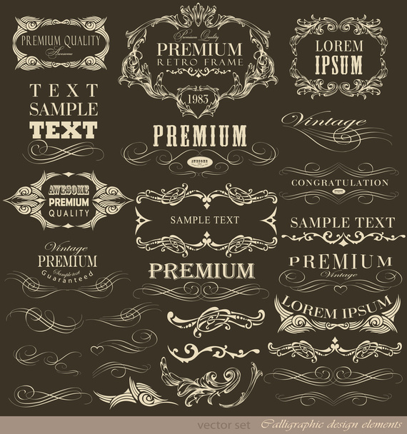 Elementos de diseño caligráfico - Vector, imagen