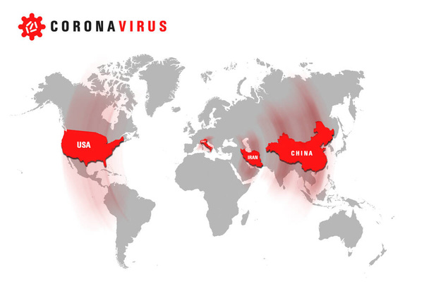 Mapa světa se smrtícím virem korony - země s kopírovacím prostorem pro váš text. - Fotografie, Obrázek
